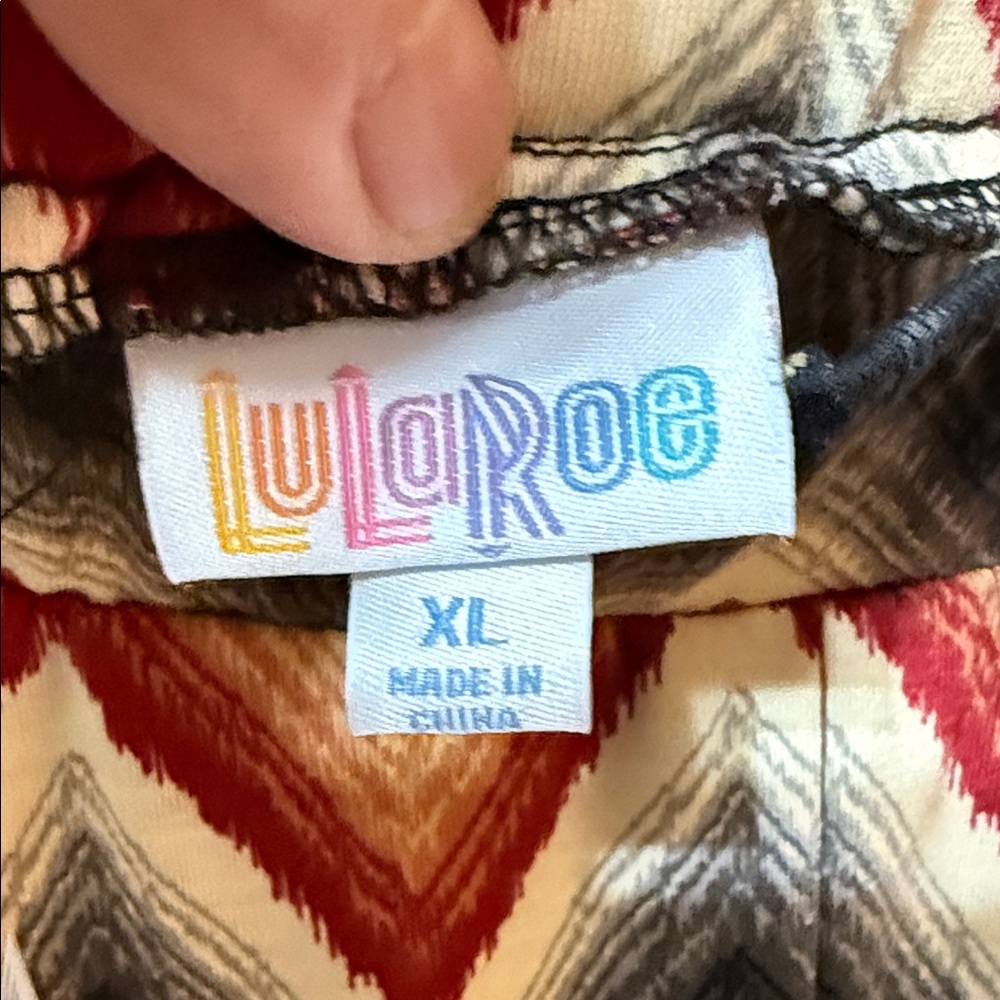 LuLaRoe Chevron A-Line Skirt - Red, Yellow, Black - Picture 2 of 5